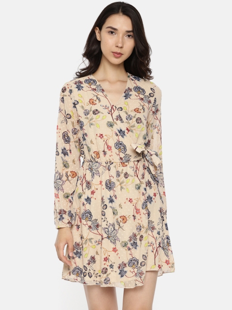 

ONLY Women Beige Printed Wrap Dress
