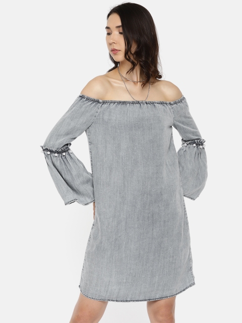 

ONLY Women Blue Solid A-Line Dress