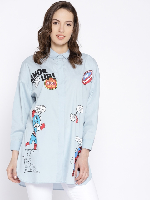 

ONLY Women Blue Regular Fit Printed Casual Shirt