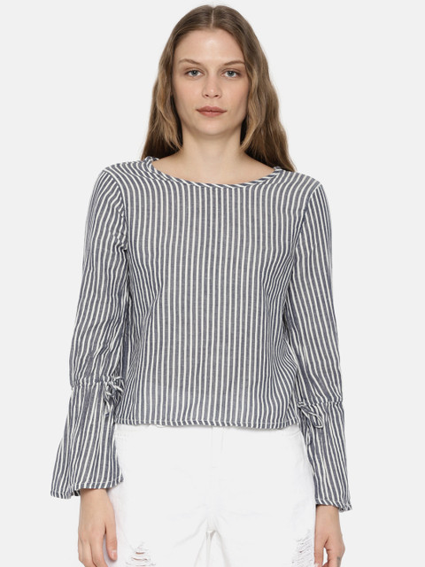 

ONLY Women Blue Striped Top