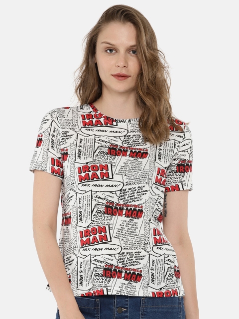 

ONLY Women White Marvel Printed Styled Back Top