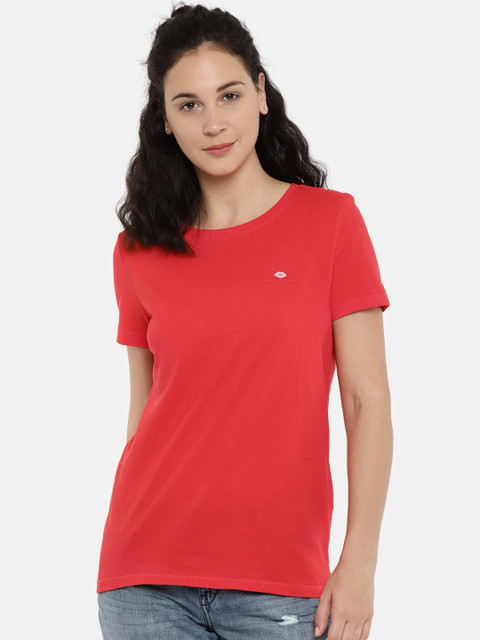 

ONLY Women Red Solid Round Neck T-shirt