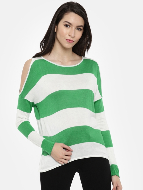 

ONLY Women Green & White Striped Top