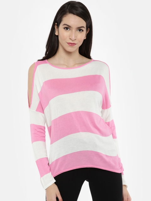 

ONLY Women Pink & White Striped Top