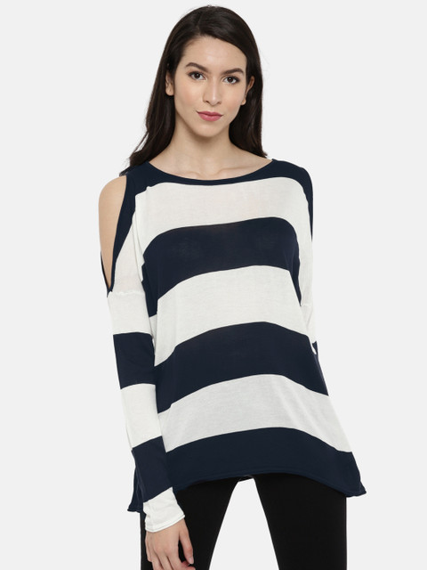 

ONLY Women Blue & White Striped Top