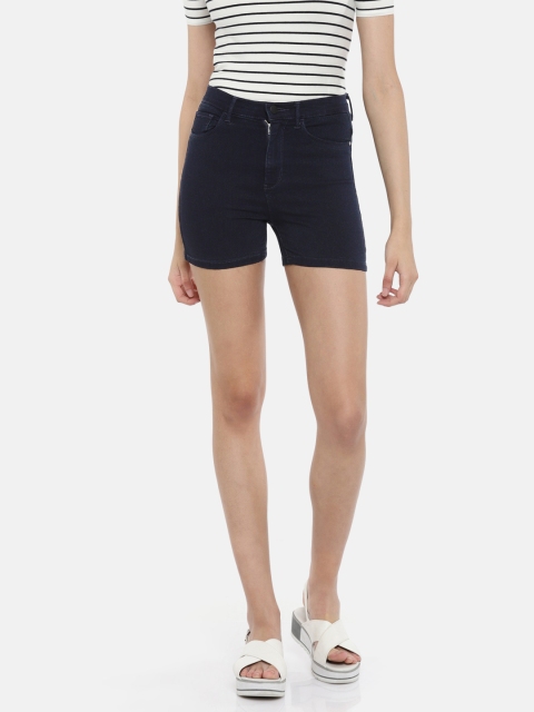 

ONLY Women Blue Solid Slim Fit Denim Shorts