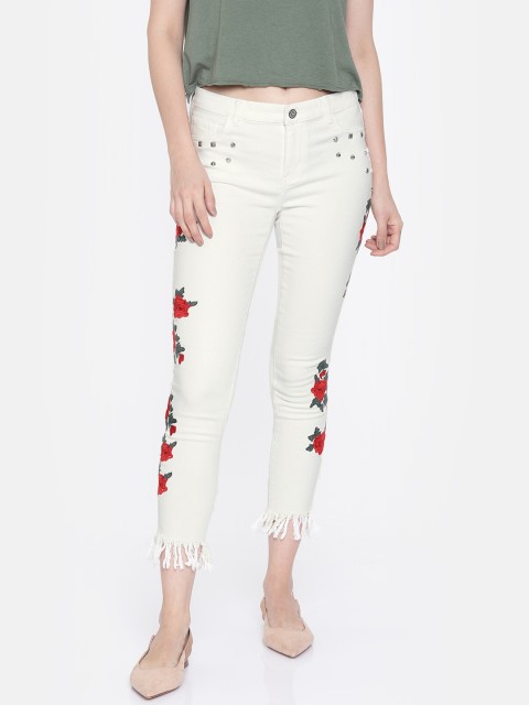 

ONLY Women White Skinny Fit Mid-Rise Clean Look Stretchable Jeans