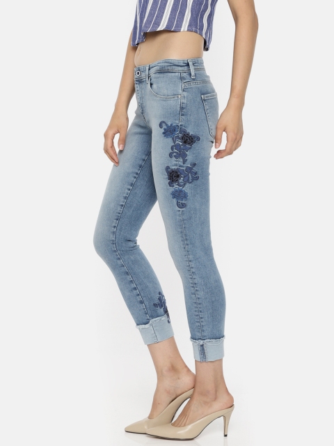 

ONLY Women Blue Skinny Fit Mid-Rise Clean Look Stretchable Cropped Jeans