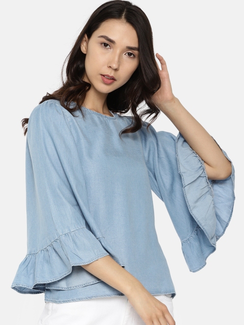 

ONLY Women Blue Solid Top