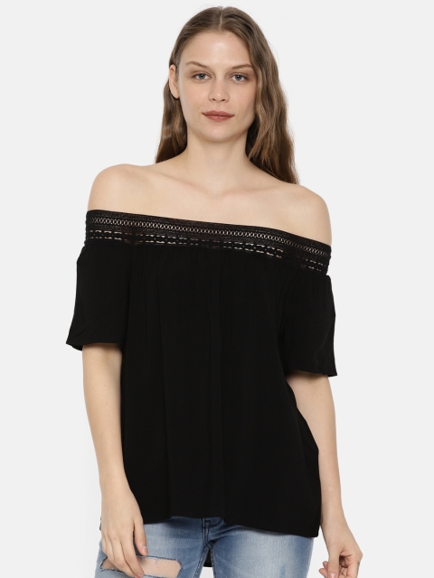 

ONLY Women Black Solid Bardot Top
