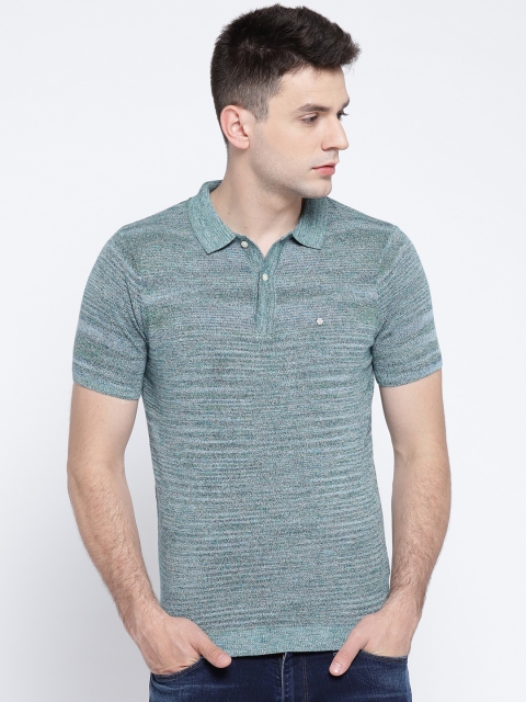 

Blackberrys Men Blue Self-Design Polo Collar T-shirt