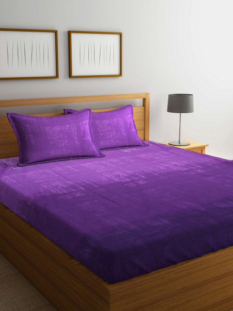 

BIANCA Purple Abstract Flat 180 TC Cotton 1 Double King Bedsheet with 2 Pillow Covers
