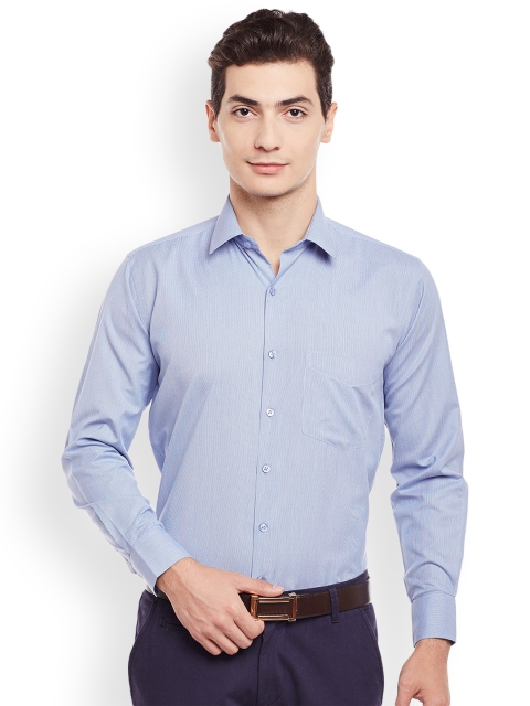 

Hancock Men Blue Regular Fit Self-Design Formal Shirt