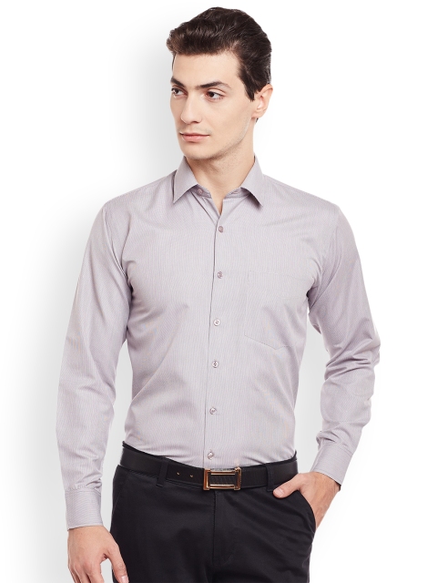 

Hancock Men Brown & White Regular Fit Self-Design Formal Shirt
