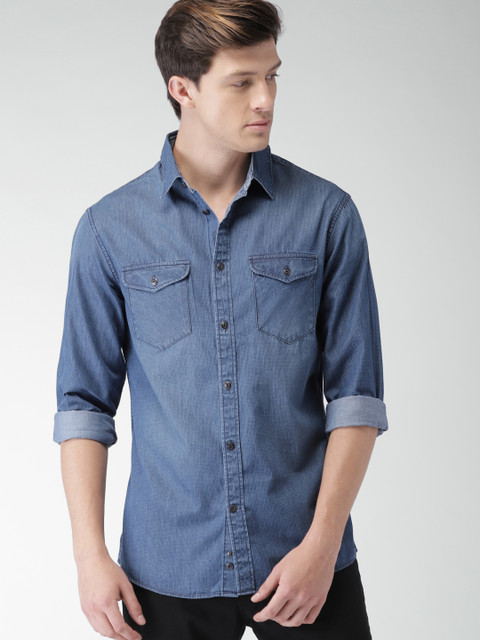 

Celio Men Blue Slim Fit Printed Casual Shirt