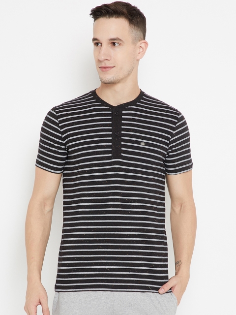 

Sweet Dreams Men Black Striped Henley Neck T-shirt