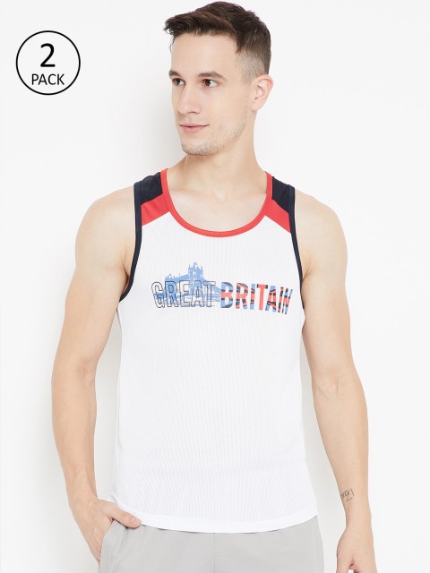 

Sweet Dreams Men White Printed Round Neck Sleeveless T-shirt
