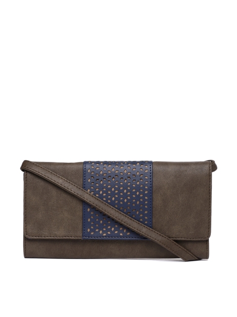 

Baggit Women Brown & Navy Blue Solid Two Fold Wallet