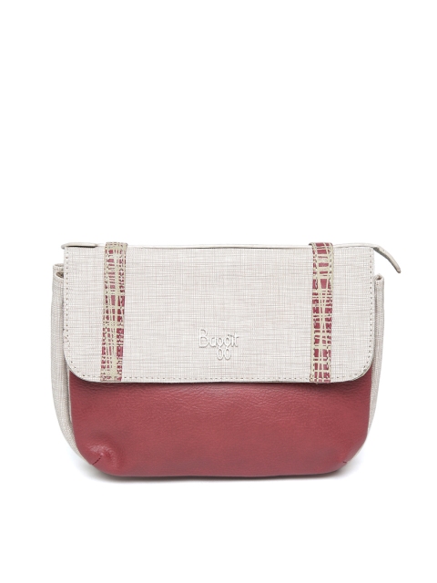 

Baggit Beige & Maroon Colourblocked Clutch