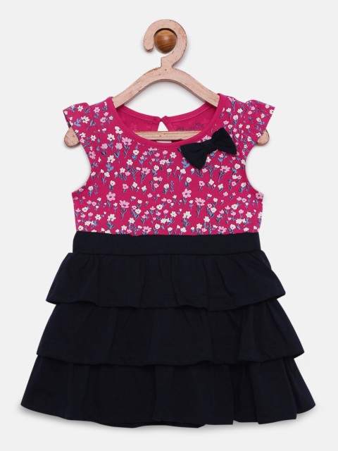 

Chirpie Pie by Pantaloons Girls Pink & Navy Blue Fit and Flare Dress