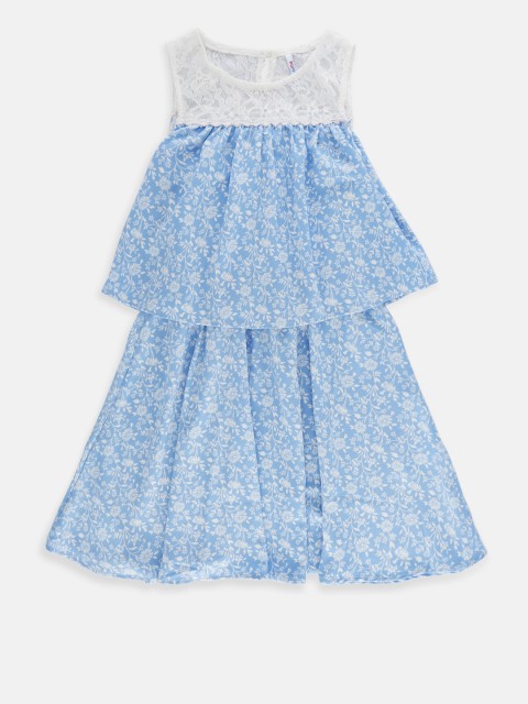 

POPPERS by Pantaloons Girls Blue Printed Fit and Flare Dress