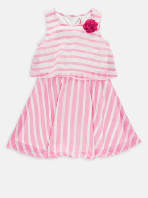 

CHALK by Pantaloons Girls Pink & White Striped A-Line Dress