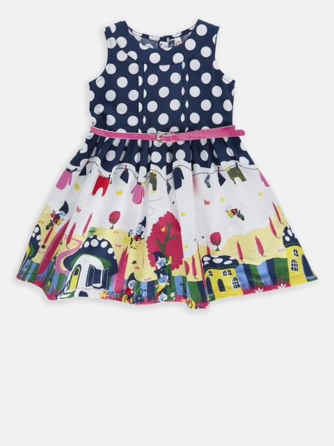 

CHALK by Pantaloons Girls Navy Blue Printed A-Line Dress