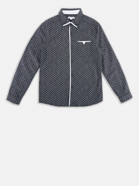 

POPPERS by Pantaloons Boys Black Relaxed Printed Shirt
