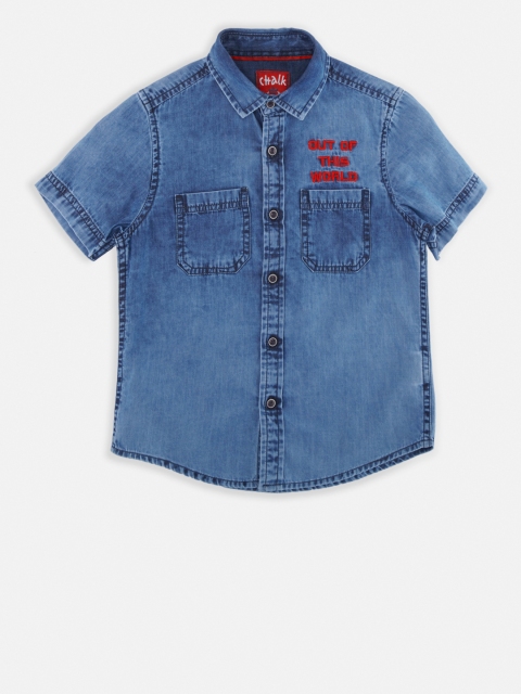 

CHALK by Pantaloons Boys Blue Relaxed Fit Solid Casual Shirt