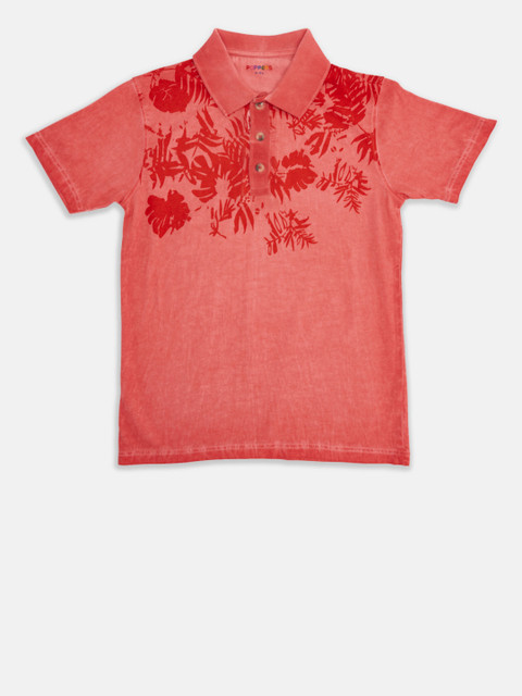 

POPPERS by Pantaloons Boys Coral Orange Printed Polo T-shirt