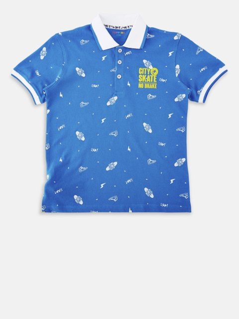 

POPPERS by Pantaloons Boys Blue Printed Polo T-shirt
