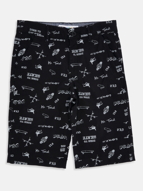 

POPPERS by Pantaloons Boys Black Printed Regular Fit Regular Shorts
