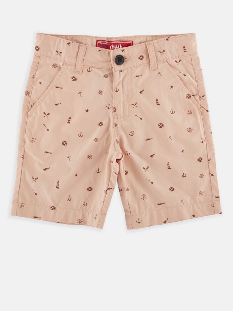 

CHALK by Pantaloons Boys Peach-Coloured Printed Regular Fit Regular Shorts
