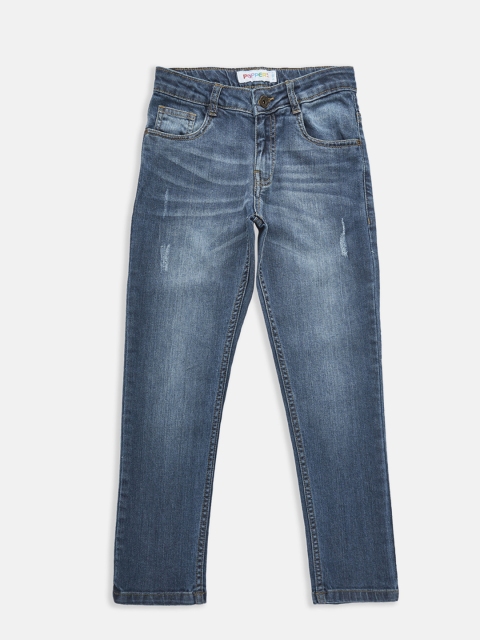 

POPPERS by Pantaloons Boys Blue Tapered Fit Mid-Rise Mildly Distressed Stretchable Jeans