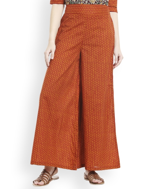 

Desi Weavess Women Rust Flared Printed Palazzos