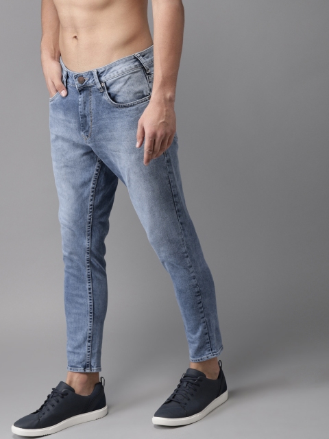 

HERE&NOW Men Blue Slim Fit Mid-Rise Clean Look Stretchable Cropped Jeans