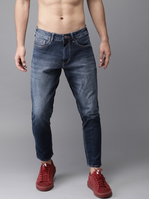 

HERE&NOW Men Blue Slim Fit Mid-Rise Clean Look Stretchable Cropped Jeans