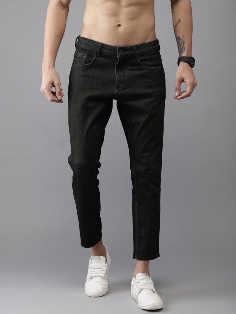 

HERE&NOW Men Black Slim Fit Mid-Rise Cropped Clean Look Stretchable Jeans