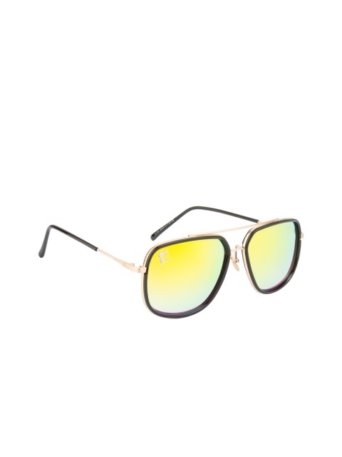 

Clark N Palmer Unisex Mirrored Square Sunglasses CNP-P0735-S2, Yellow