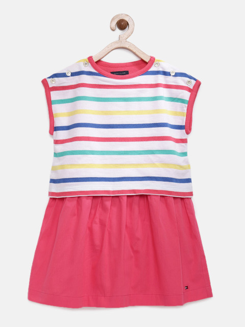 

Tommy Hilfiger Girls White & Pink Striped Fit and Flare Dress