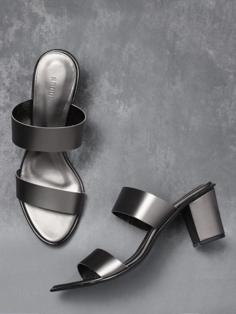 

Anouk Women Gunmetal-Toned Solid Heels, Metallic