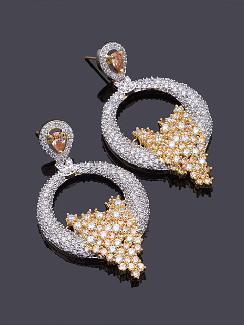 

Studio Voylla Gold-Plated Embellished Circular Drop Earrings