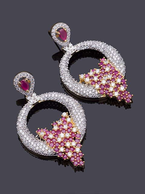 

Studio Voylla Gold-Plated Embellished Circular Drop Earrings