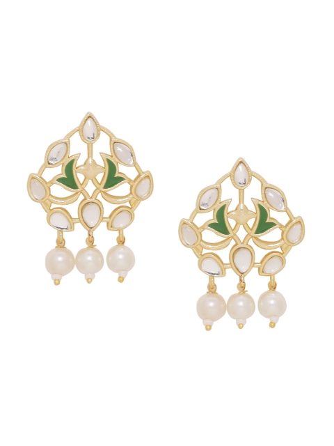 

Studio Voylla Gold-Plated Teardrop Shaped Embellished Drop Earrings