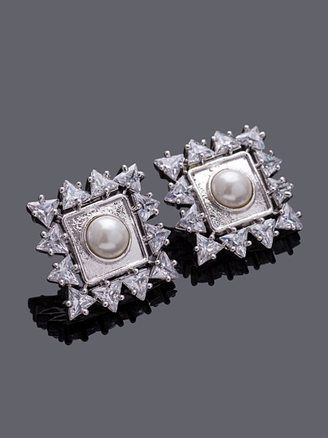 

Studio Voylla Silver-Plated Handcrafted Stone-Studded Studs