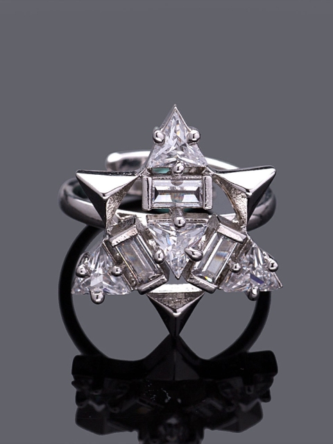 

Studio Voylla Women Silver Toned Stone Studded Statement Ring