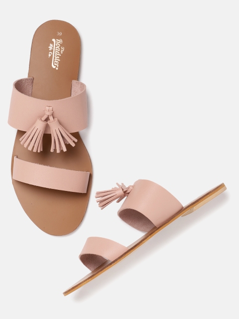 

Roadster Women Peach-Coloured Solid Synthetic Open Toe Flats