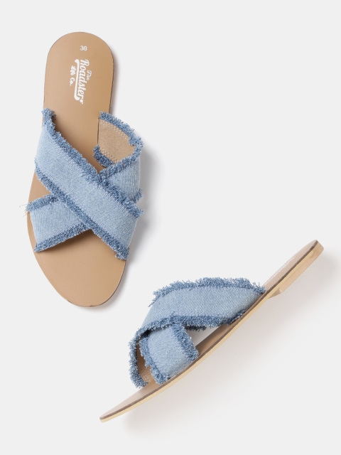 

Roadster Women Blue Denim Open Toe Flats