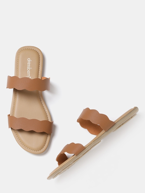 

DressBerry Women Brown Solid Open Toe Flats