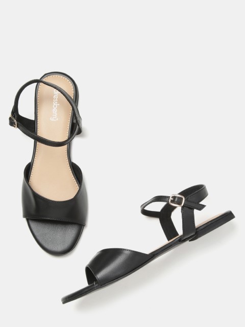 

DressBerry Women Black Solid Open Toe Flats